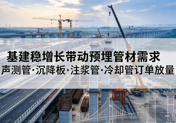 西区基建稳增长带动预埋监测管材需求，声测管、沉降板、注浆管订单持续放量